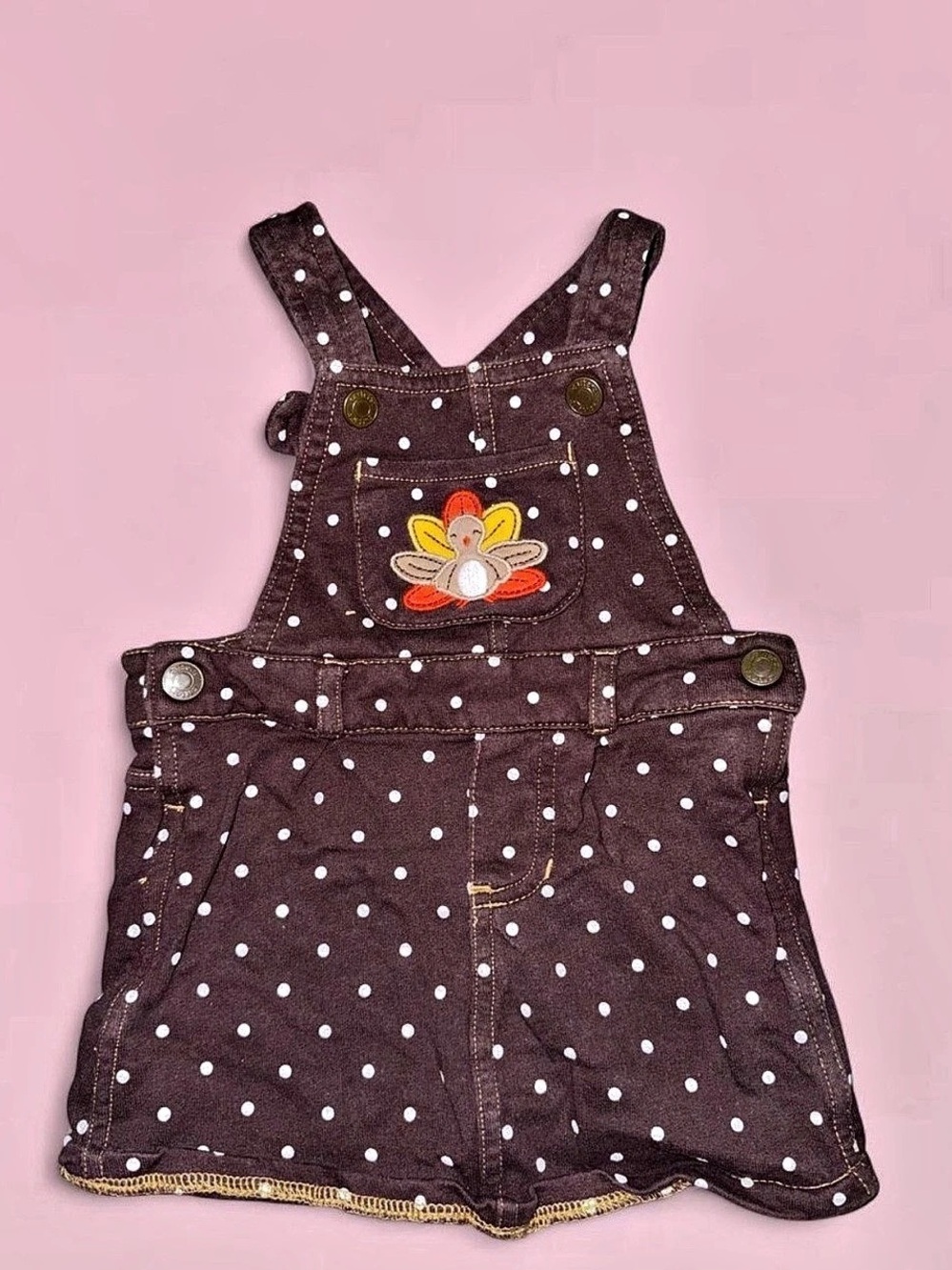 Carter's Girls Thanksgiving Polka Dot Overall Romper Size 9